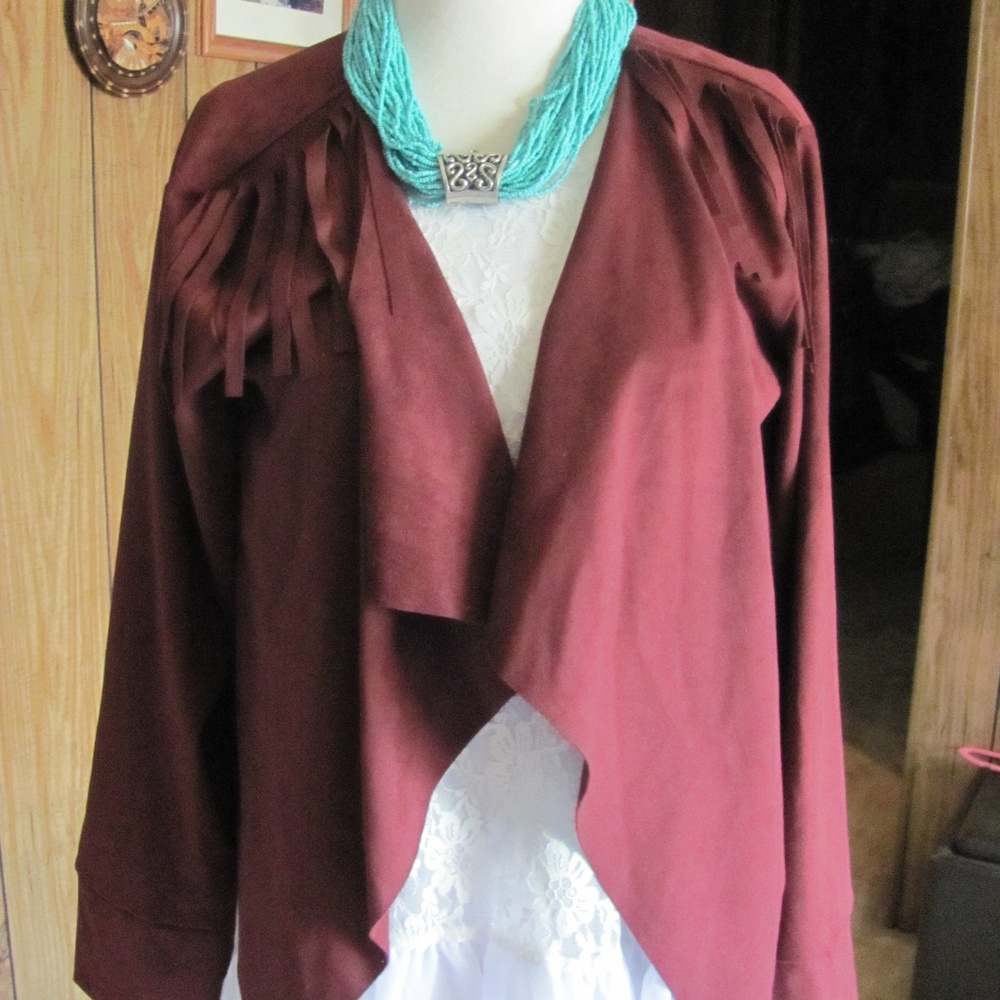 CRAZY TRAIN CALMITY JANE  FAUX SUEDE JACKET WITH F